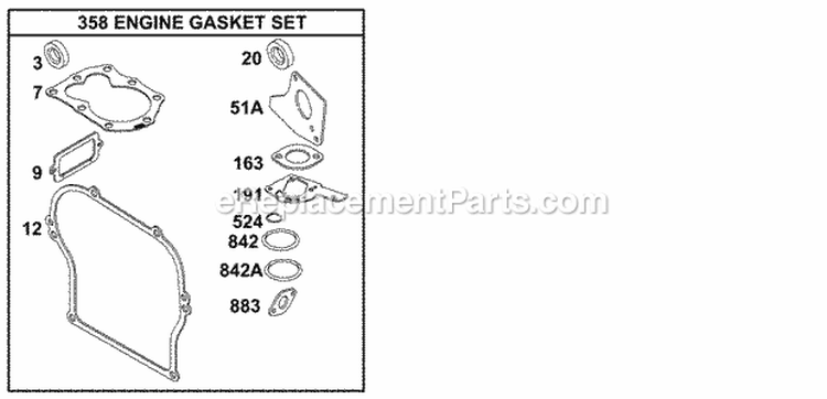 KitsGasket Sets - Engine Diagram and Parts List for  Briggs and Stratton Engine